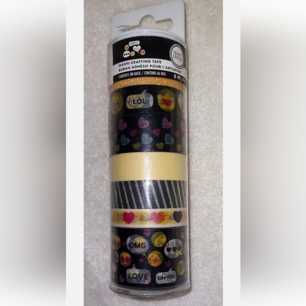 NEW Craft Smith The Happy Emoji Heart Foil Washi Glitter Crafting Planner Tape